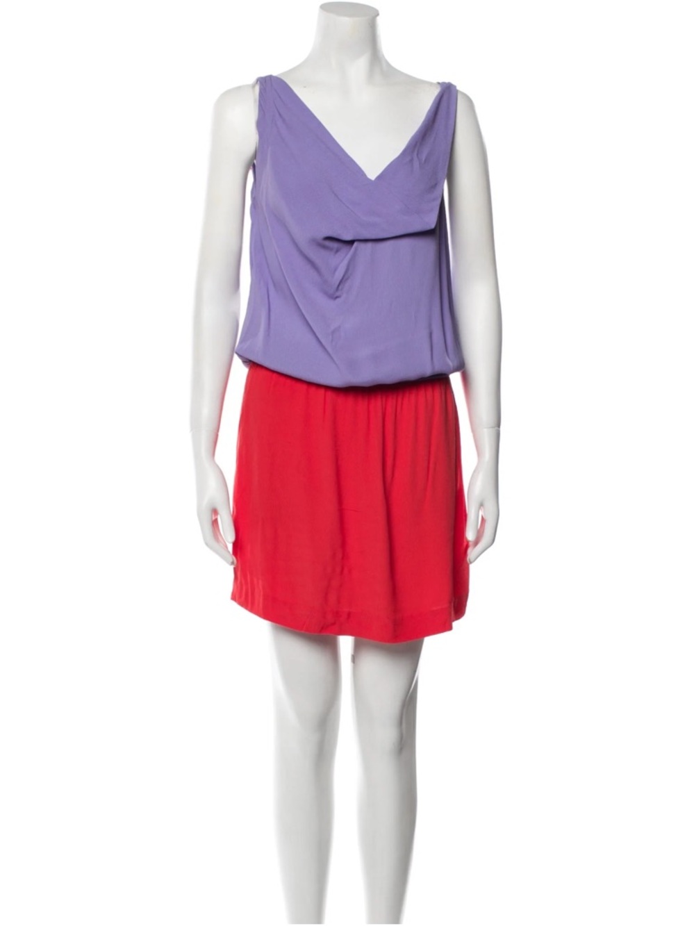 Diane Von Furstenberg Lavender and Red Cowl Neck Dress